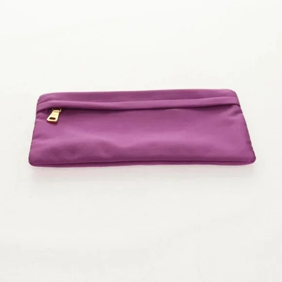 PRADA Pouch Satin Purple Gold Auth 154166M - Picture 6 of 16
